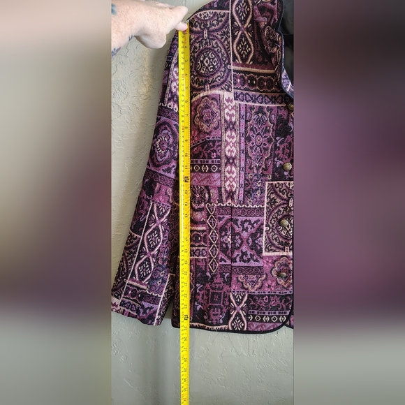 Bonworth Jewel Tone Purple Abstract Tapestry Jacket Vintage Boho Sz L - Picture 9 of 9